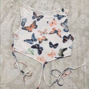 Butterfly Print Crop Top